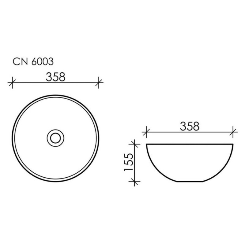 Раковина Ceramicanova CN6003 35.8 x 35.8 x 15.5 см, накладная, круглая, без перелива, белый матовый, сантехфарфор