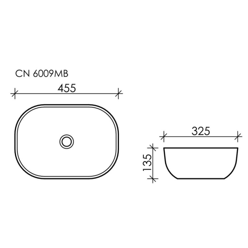 Раковина Ceramicanova Element накладная, 45.5 х 32.5 см, черный матовый, CN6009MB, сантехфарфор