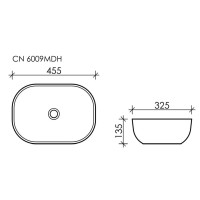 Раковина Ceramicanova Element накладная, 45.5 х 32.5 см, темный антрацит матовый, CN6009MDH, сантехфарфор