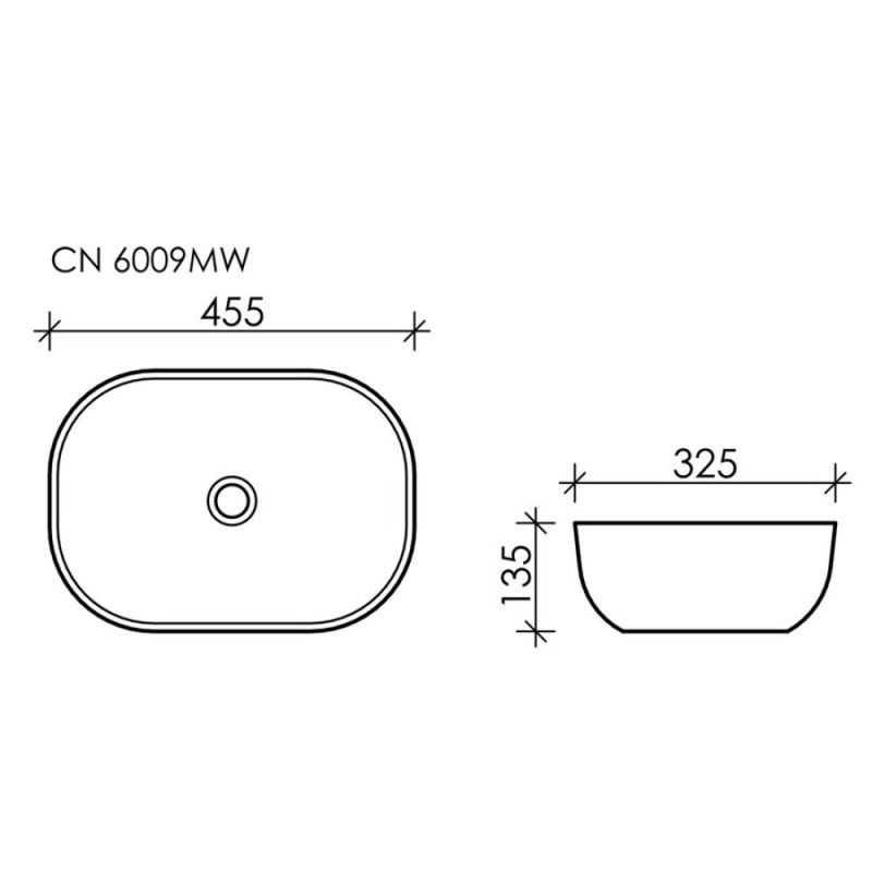 Раковина Ceramicanova Element накладная, 45.5 х 32.5 см, белый матовый, CN6009MW, сантехфарфор
