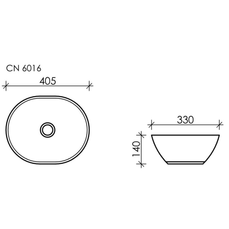 Раковина Ceramicanova Element CN6016 40.5 x 33 x 14 см, накладная, овальная, без перелива, сантехфарфор