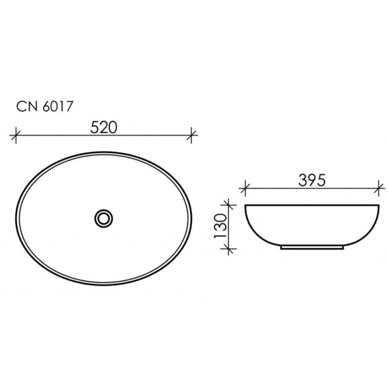 Раковина Ceramicanova Element 52 x 39.5 x 13 см, накладная, чёрный матовый, CN6017MB, сантехфарфор