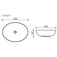Раковина Ceramicanova Element 52 x 39.5 x 13 см, накладная, тёмный антрацит матовый, CN6017MDH, сантехфарфор