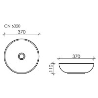 Раковина Ceramicanova Element CN6020, 37 x 37 x 11 см, накладная, круглая, без перелива, сантехфарфор