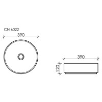Раковина Ceramicanova Element CN6022 39 x 39 x 12 см, накладная, круглая, без перелива, сантехфарфор