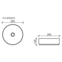 Раковина Ceramicanova Element CN6022MC 39 x 39 x 12 см, накладная, круглая, без перелива, сантехфарфор