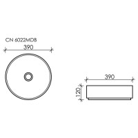 Раковина Ceramicanova Element CN6022MDB 39 x 39 x 12 см, накладная, круглая, без перелива, сантехфарфор