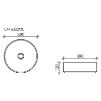 Раковина Ceramicanova Element CN6022ML 39 x 39 x 12 см, накладная, круглая, без перелива, сантехфарфор