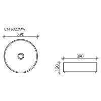 Раковина Ceramicanova Element CN6022MW 39 x 39 x 12 см, накладная, круглая, без перелива, сантехфарфор
