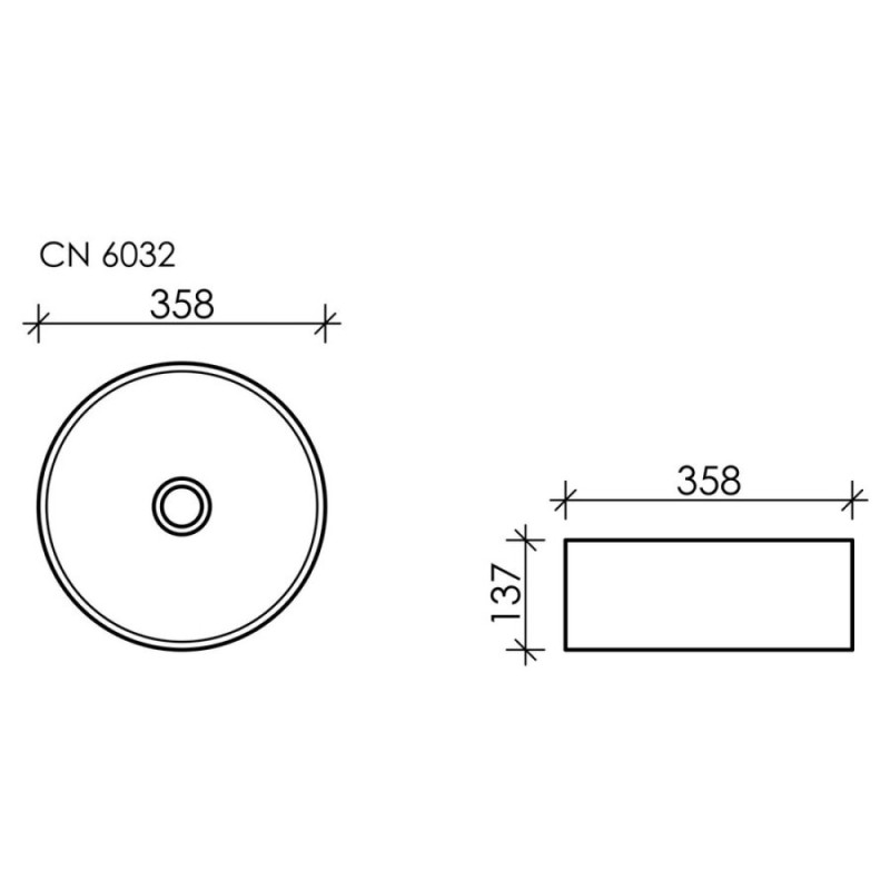 Раковина Ceramicanova Element CN6032 35.8 x 35.8 x 13.7 см, накладная, круглая, без перелива, сантехфарфор