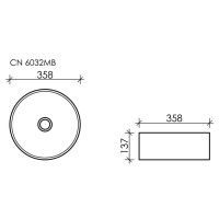 Раковина Ceramicanova Element CN6032MB 35.8 x 35.8 x 13.7 см, накладная, круглая, без перелива, сантехфарфор