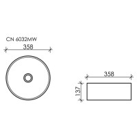 Раковина Ceramicanova Element CN6032MW 35.8 x 35.8 x 13.7 см, накладная, круглая, без перелива, сантехфарфор