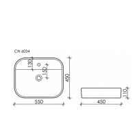 Раковина Ceramicanova Element, 55 х 45 х 11 см, цвет белый, CN6034, сантехфарфор