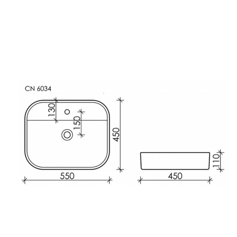 Раковина Ceramicanova Element, 55 х 45 х 11 см, цвет белый, CN6034, сантехфарфор
