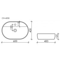 Раковина Ceramicanova Element, 60 х 40 х 12.5 см, цвет белый, CN6035, сантехфарфор