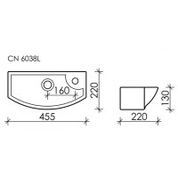 Раковина Ceramicanova Element, 45.5 х 22 х 13 см, правая, цвет белый, CN6038R, сантехфарфор