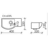 Раковина Ceramicanova Element, 40 х 22 х 12 см, левая, цвет белый, CN6039L, сантехфарфор