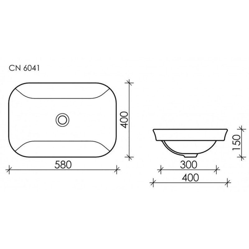 Раковина Ceramicanova Element, 58 х 40 х 15 см, цвет белый, CN6041, сантехфарфор
