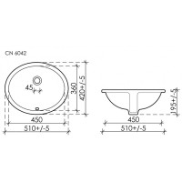 Раковина Ceramicanova Element, 51 х 42 х 19.5 см, цвет белый, CN6042, сантехфарфор