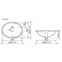 Раковина Ceramicanova Element CN6043, 56 см, сантехфарфор, белая