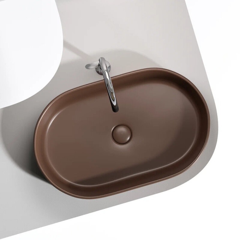 Раковина Ceramicanova Element CN6048MDB, 60 см, сантехфарфор, цвет темно-коричневый матовый