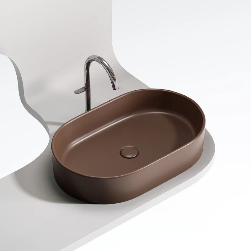 Раковина Ceramicanova Element CN6048MDB, 60 см, сантехфарфор, цвет темно-коричневый матовый