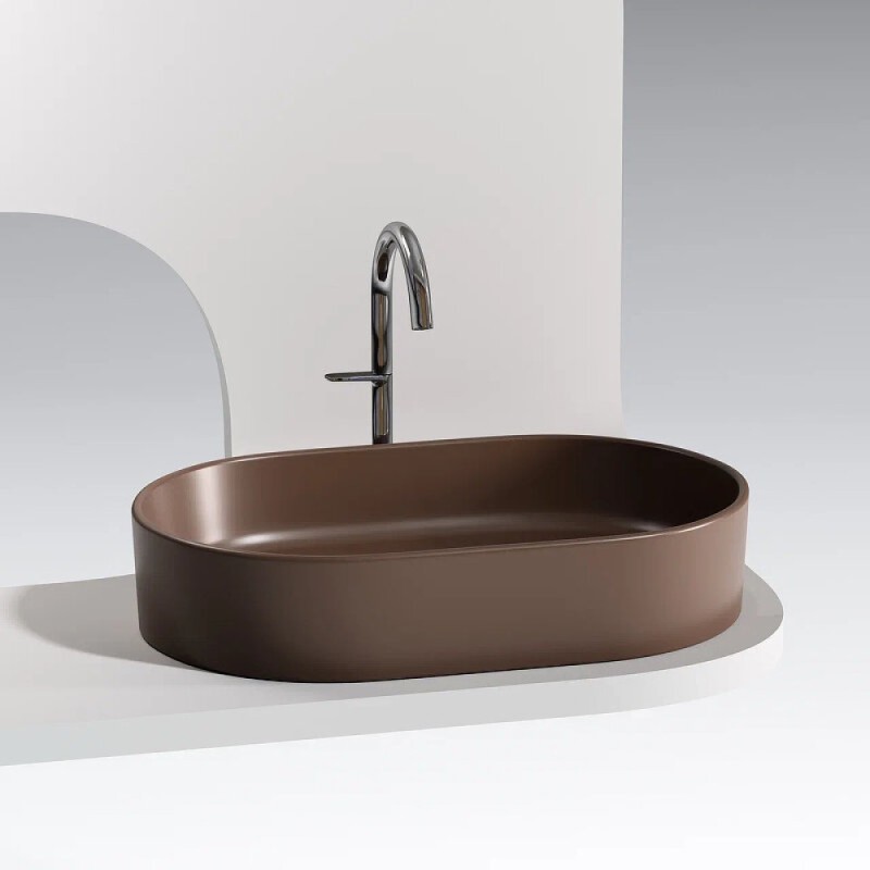 Раковина Ceramicanova Element CN6048MDB, 60 см, сантехфарфор, цвет темно-коричневый матовый