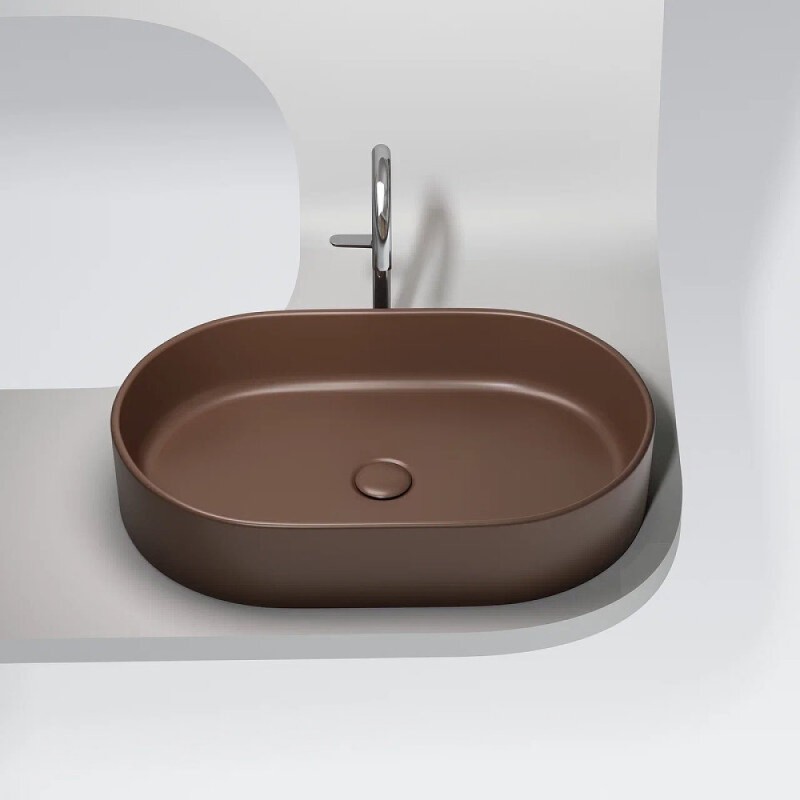 Раковина Ceramicanova Element CN6048MDB, 60 см, сантехфарфор, цвет темно-коричневый матовый