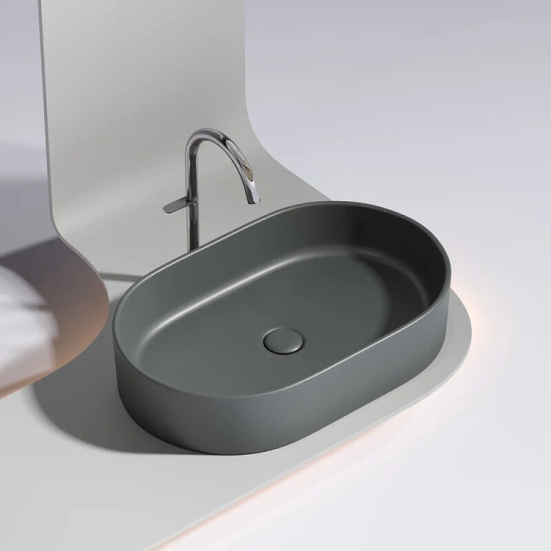 Раковина Ceramicanova Element CN6048MDH, 60 см, сантехфарфор, цвет темный антрацит матовый