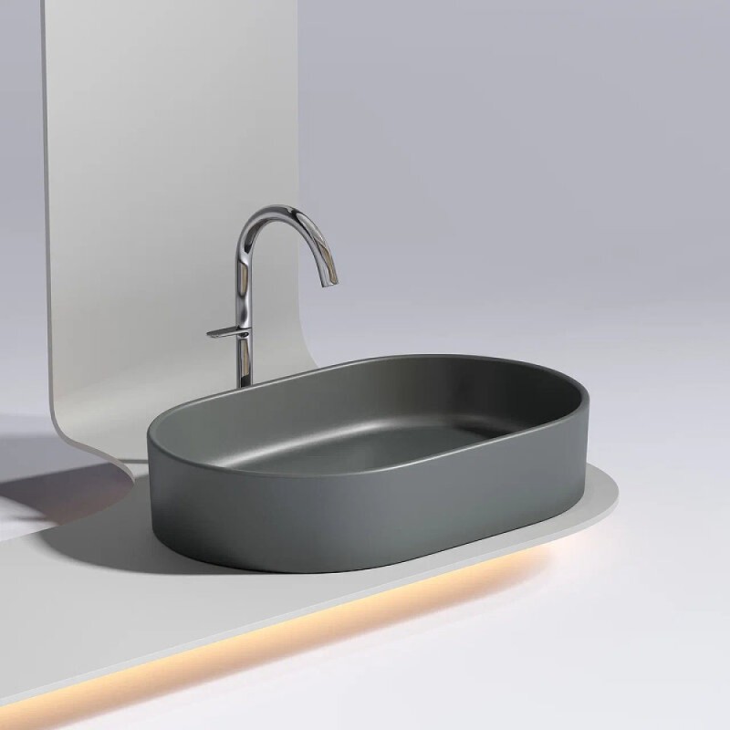 Раковина Ceramicanova Element CN6048MDH, 60 см, сантехфарфор, цвет темный антрацит матовый