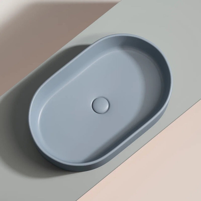 Раковина Ceramicanova Element CN6048MHL, 60 см, сантехфарфор, цвет серо-голубой матовый