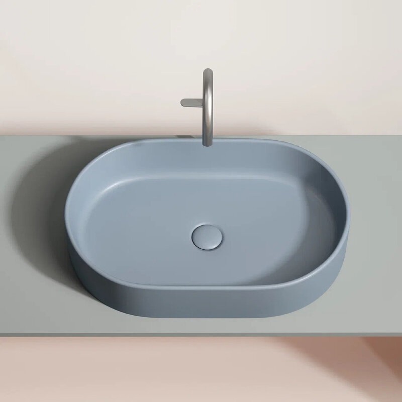 Раковина Ceramicanova Element CN6048MHL, 60 см, сантехфарфор, цвет серо-голубой матовый