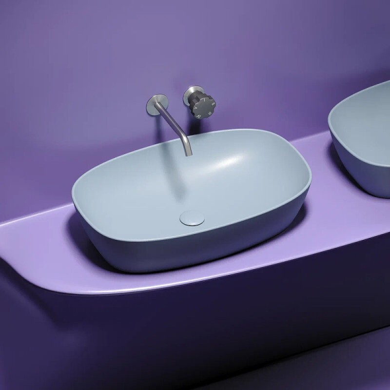 Раковина Ceramicanova Element CN6049MHL, 60 см, сантехфарфор, цвет серо-голубой матовый