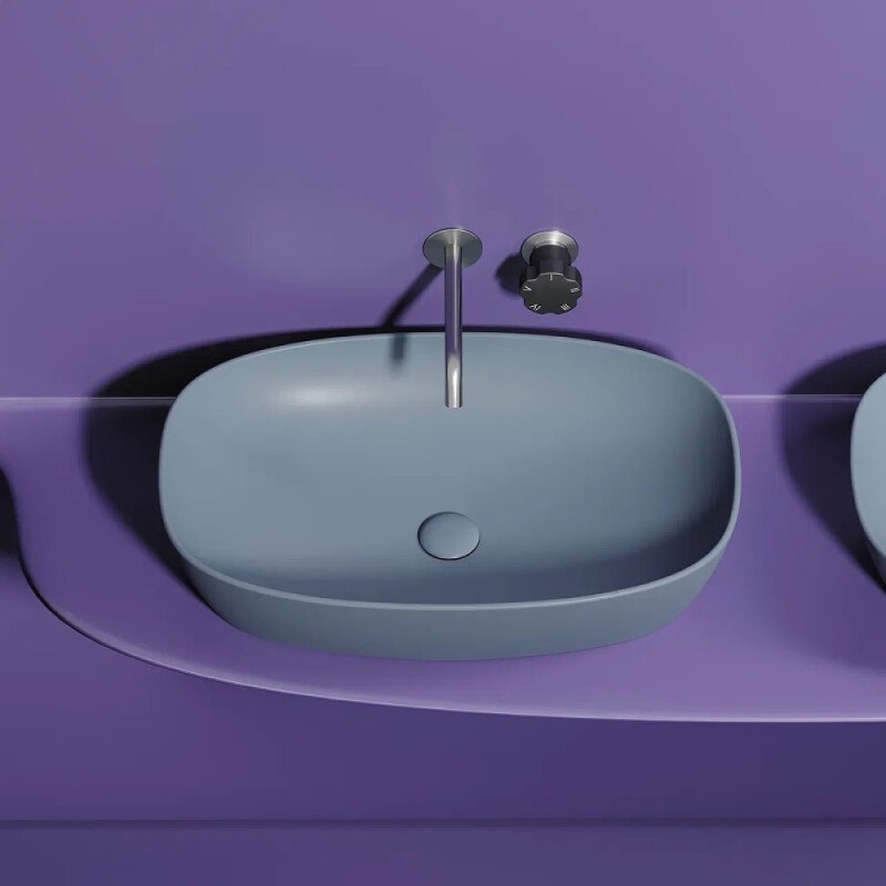 Раковина Ceramicanova Element CN6049MHL, 60 см, сантехфарфор, цвет серо-голубой матовый