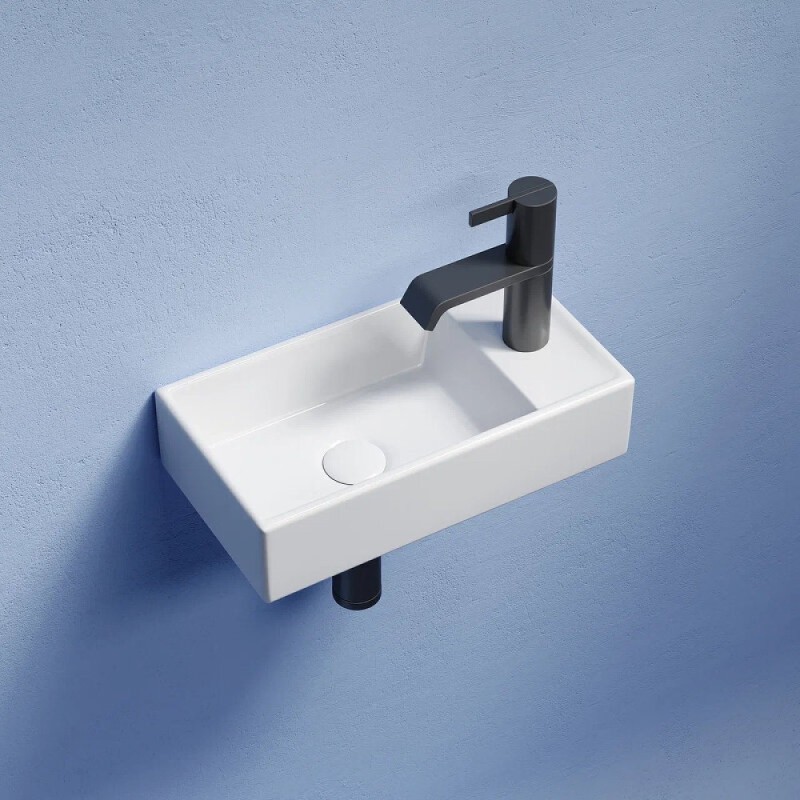 Раковина Ceramicanova Element L, CN6051L, 40 см, сантехфарфор, чаша слева, цвет белый