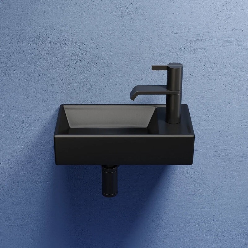 Раковина Ceramicanova Element L CN6051LMB 40 см, сантехфарфор, чаша слева цвет черный матовый