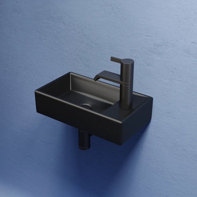 Раковина Ceramicanova Element L CN6051LMB 40 см, сантехфарфор, чаша слева цвет черный матовый