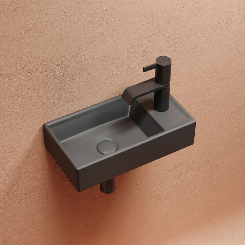 Раковина Ceramicanova Element L CN6051LMDH, 40 см, сантехфарфор, чаша слева, цвет темный антрацит матовый