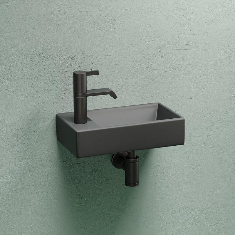 Раковина Ceramicanova Element L CN6051LMDH, 40 см, сантехфарфор, чаша слева, цвет темный антрацит матовый