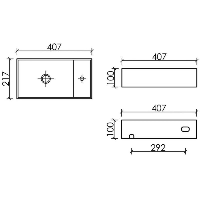 Раковина Ceramicanova Element R, CN6051RMH, 40 см, сантехфарфор, чаша справа, цвет антрацит матовый