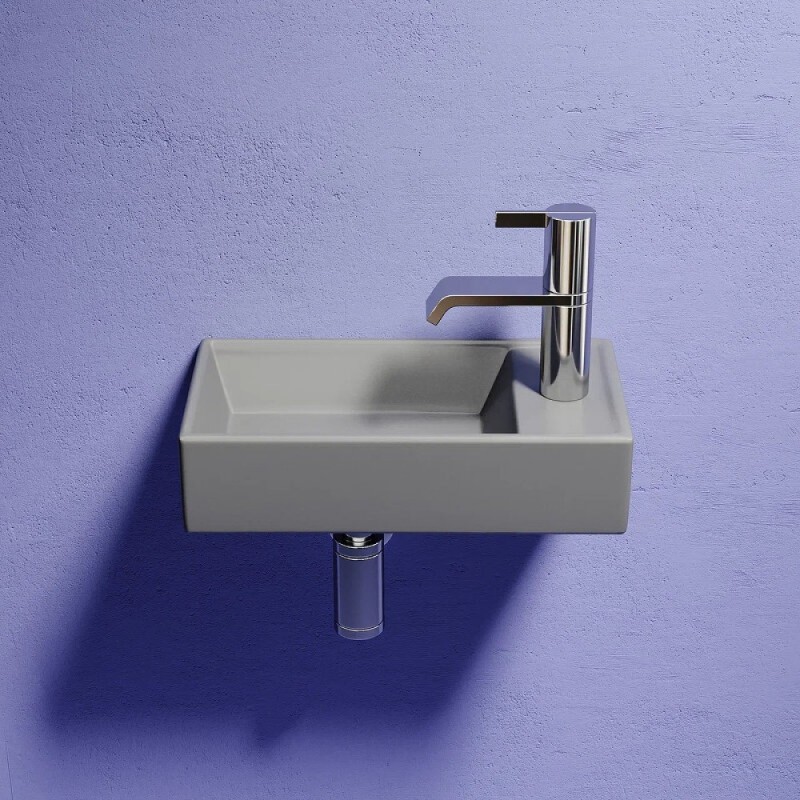 Раковина Ceramicanova Element R, CN6051RMH, 40 см, сантехфарфор, чаша справа, цвет антрацит матовый