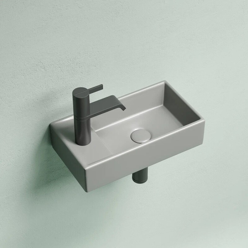 Раковина Ceramicanova Element R, CN6051RMH, 40 см, сантехфарфор, чаша справа, цвет антрацит матовый