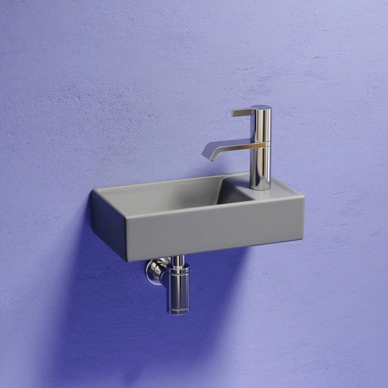 Раковина Ceramicanova Element R, CN6051RMH, 40 см, сантехфарфор, чаша справа, цвет антрацит матовый