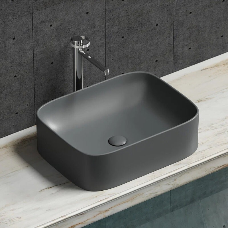 Раковина Ceramicanova Element CN6052MDH, 50 см, сантехфарфор, цвет темный антрацит матовый