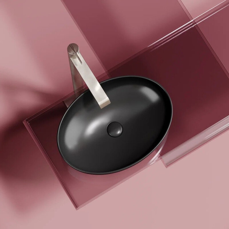 Раковина Ceramicanova Element CN6056MB, 50 см, сантехфарфор, цвет черный матовый