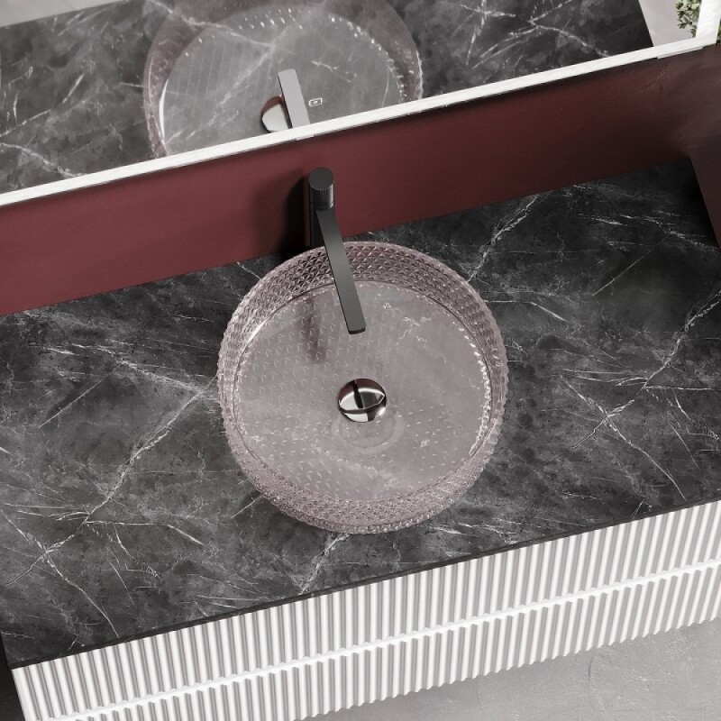 Раковина Ceramicanova Cristal CN6061, 36 см, стекло, цвет розовый