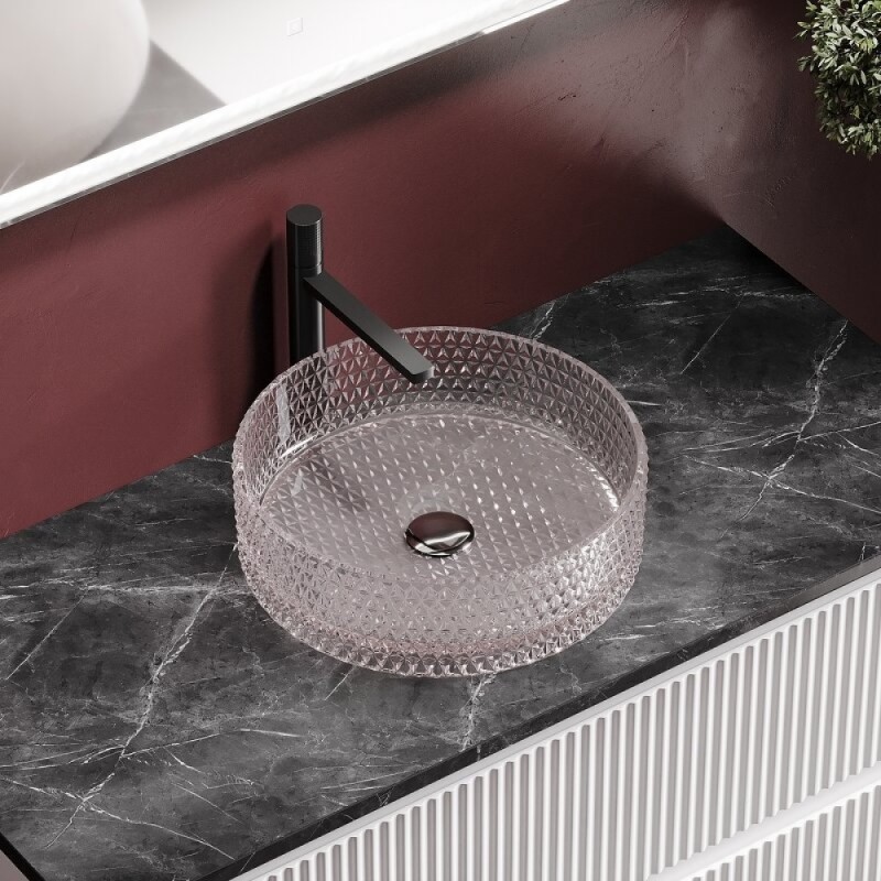 Раковина Ceramicanova Cristal CN6061, 36 см, стекло, цвет розовый
