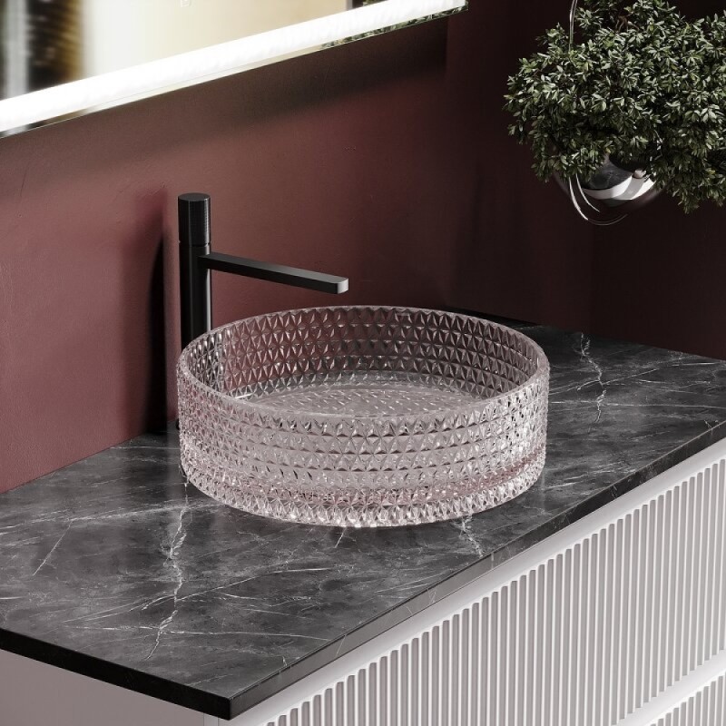 Раковина Ceramicanova Cristal CN6061, 36 см, стекло, цвет розовый
