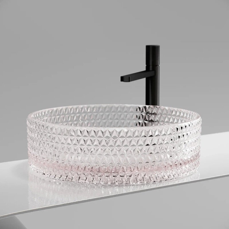 Раковина Ceramicanova Cristal CN6061, 36 см, стекло, цвет розовый