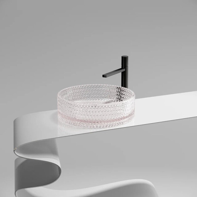 Раковина Ceramicanova Cristal CN6061, 36 см, стекло, цвет розовый